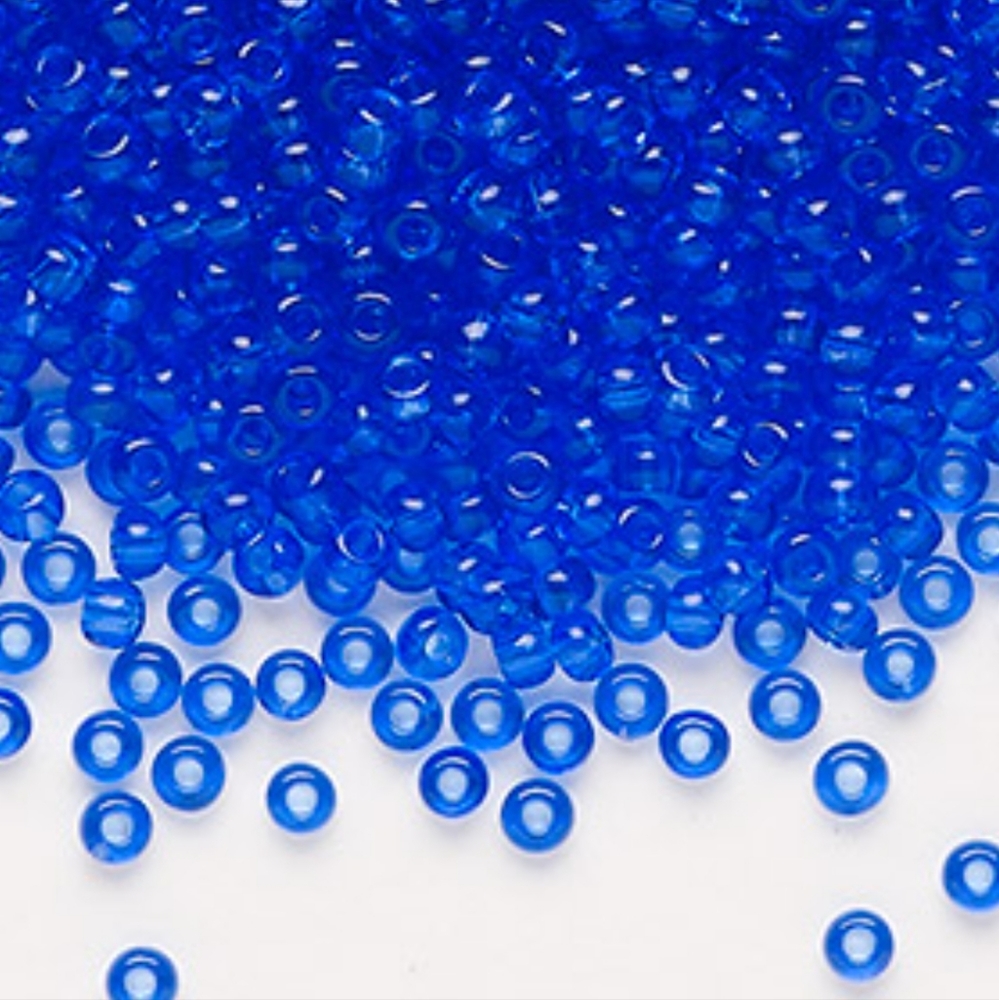 5/$15 Seed Bead Czech Glass Transparent Cobalt Tube